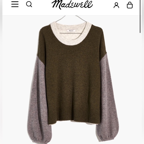 Madewell Colorblock Payton Pullover Sweater in Coziest Yarn Size Small - Picture 1 of 5